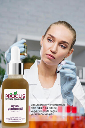 PROCLİS Üzüm Çekirdeği Yağı, Sabit Üzüm Yağ, Grape Seed Oil, Vitis Vinifera L. 30 ml
