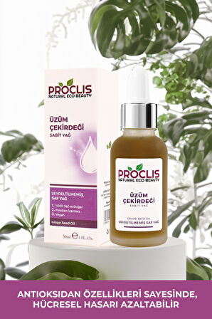 PROCLİS Üzüm Çekirdeği Yağı, Sabit Üzüm Yağ, Grape Seed Oil, Vitis Vinifera L. 30 ml