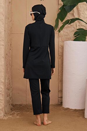 Tesettür Mayo Kelebek Model Siyah Kruvaze Tasarım