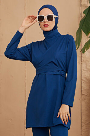 Tam Kapalı Mayo Kelebek Model İndigo Kruvaze Tasarım