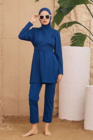 Tam Kapalı Mayo Kelebek Model İndigo Kruvaze Tasarım