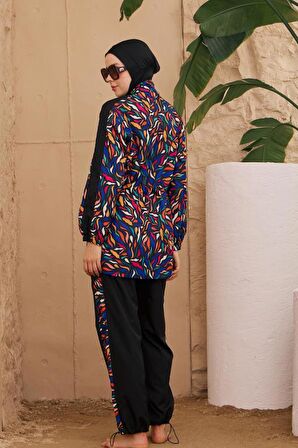 Tesettür Mayo Paraşüt Model Siyah Renkli Desenler 