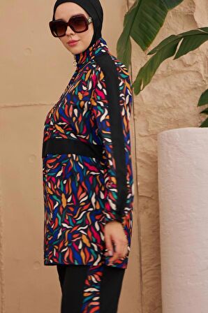 Tesettür Mayo Paraşüt Model Siyah Renkli Desenler 