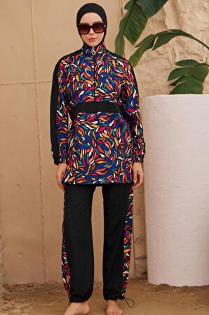 Tesettür Mayo Paraşüt Model Siyah Renkli Desenler 