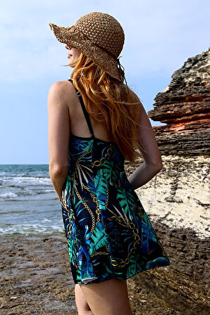 Etekli Mayo İnce Askılı Yarı Kapalı Yeşil