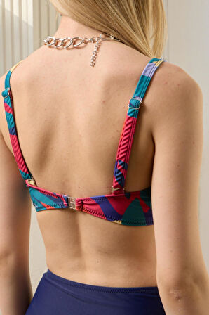 Bikini Takımı Kruvaze Toparlayıcı Lacivert Renk Paletli