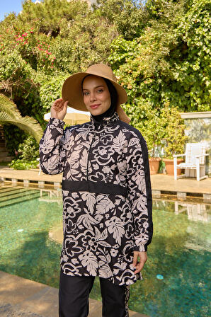 Tam Kapalı Mayo Paraşüt Kanguru Model Siyah Beyaz Tasarım