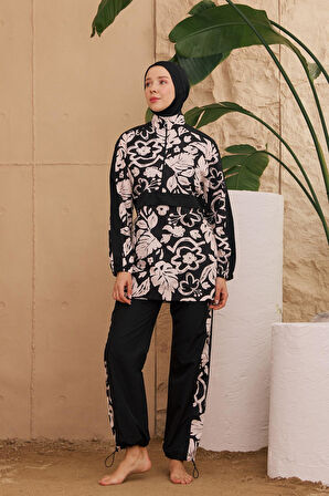 Tam Kapalı Mayo Paraşüt Kanguru Model Siyah Beyaz Tasarım