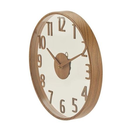 Regal Modern Ahşap Duvar Saati - Kahverengi / Şeffaf - 38 cm