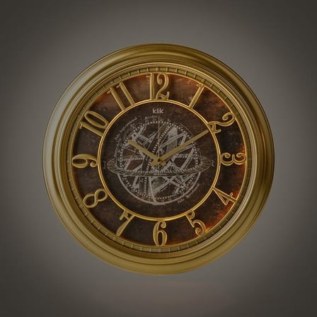 Regal Klik Babil Astro Işıklı Duvar Saati - Gold - 46 cm
