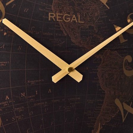 Regal Dünya Haritalı Eskitme Metal Duvar Saati - Kahverengi - 51 cm
