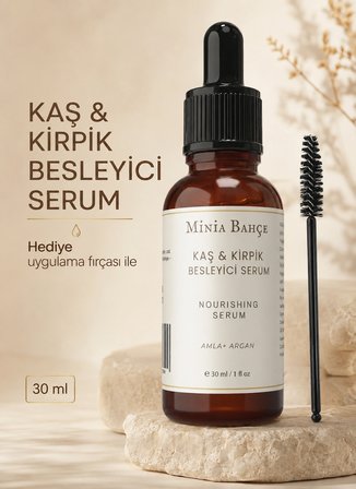 Minia Bahçe Kaş ve Kirpik Bakım Serumu – 30 ml | Fırça Hediyeli Bitkisel Yağ Bakımı