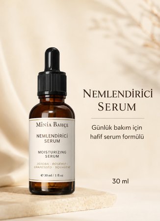 Minia Bahçe Cilt Nemlendirici Serum – 30 ml | Squalane ve Bitkisel Yağlarla Günlük Yüz Bakımı