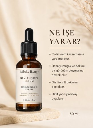 Minia Bahçe Cilt Nemlendirici Serum – 30 ml | Squalane ve Bitkisel Yağlarla Günlük Yüz Bakımı