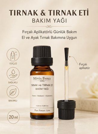 Tırnak & Tırnak Eti Bakım Yağı - %100 Doğal, Fırçalı Aplikatörlü, 20 ml