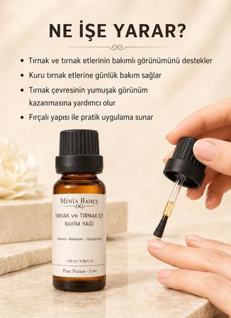 Tırnak & Tırnak Eti Bakım Yağı - %100 Doğal, Fırçalı Aplikatörlü, 20 ml