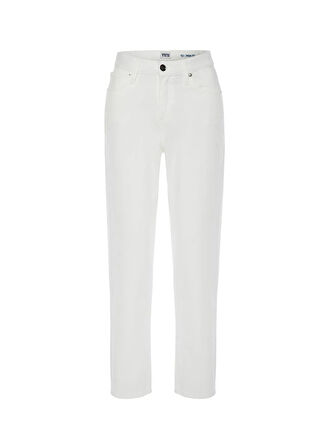 Denim Trip Yüksek Bel Dar Paça Mom Fit Beyaz Kadın Denim Pantolon DT10266 KELLY Mom Fit Yüksek Bel Da
