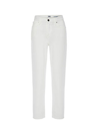 Denim Trip Yüksek Bel Dar Paça Mom Fit Beyaz Kadın Denim Pantolon DT10266 KELLY Mom Fit Yüksek Bel Da