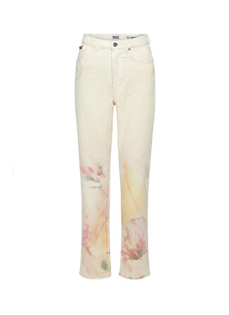Denim Trip Yüksek Bel Geniş Paça Standart Ekru Kadın Denim Pantolon DT10276 ROSIE Bootcut Fit Yüksek Be