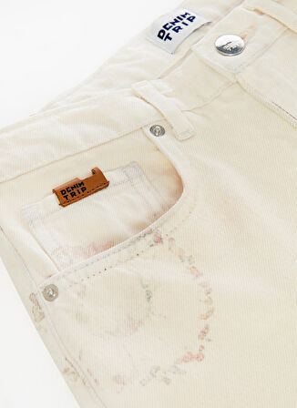 Denim Trip Yüksek Bel Geniş Paça Standart Ekru Kadın Denim Pantolon DT10276 ROSIE Bootcut Fit Yüksek Be