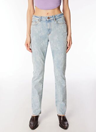 Denim Trip Yüksek Bel Dar Paça Slim Straight Açık İndigo Kadın Denim Pantolon DT10521