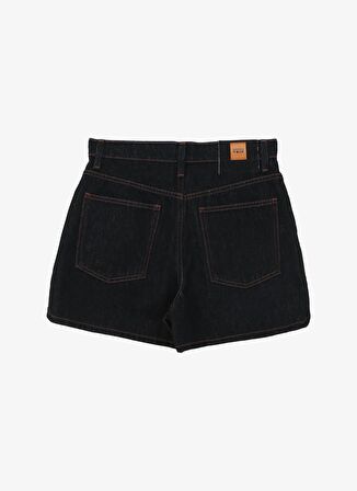 Denim Trip Yüksek Bel Straight Koyu İndigo Kadın Denim Şort Straight Fit Yüksek Bel Koyu İndigo