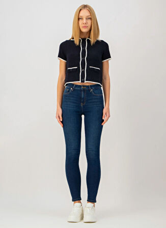 Denim Trip Yüksek Bel Dar Paça Skinny Fit Koyu İndigo Kadın Denim Pantolon DT10890