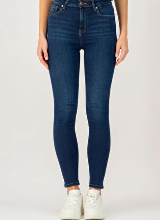 Denim Trip Yüksek Bel Dar Paça Skinny Fit Koyu İndigo Kadın Denim Pantolon DT10890