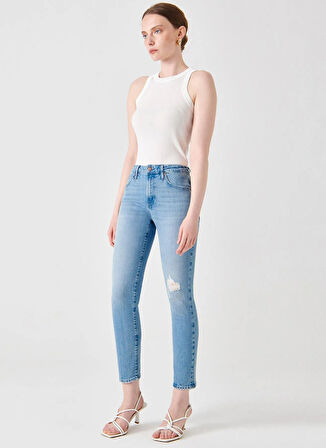 Denim Trip Yüksek Bel Düz Paça Slim Fit Açık İndigo Kadın Denim Pantolon DT11123
