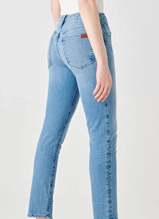 Denim Trip Yüksek Bel Düz Paça Slim Fit Açık İndigo Kadın Denim Pantolon DT11123