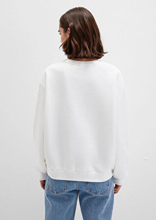 Mavi Bisiklet Yaka Ekru Kadın Sweatshırt DMK.M1611192-70057-MAVI LOGO SWEATSHIRT
