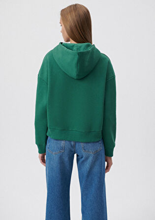 Mavi Logo Baskılı Yeşil Kapüşonlu Sweatshirt 168334-71874