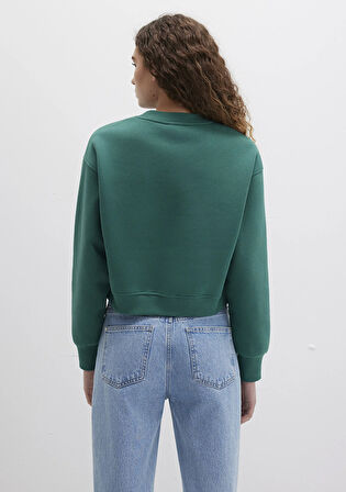 Mavi Logo Baskılı Yeşil Crop Sweatshirt 1611601-71874