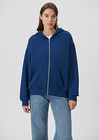 Mavi Fermuarlı Kapüşonlu Lacivert Basic Sweatshirt 1611775-82625