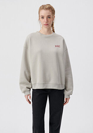 Mavi Logo Baskılı Gri Sweatshirt 1611600-70112