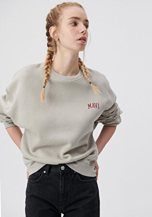 Mavi Logo Baskılı Gri Sweatshirt 1611600-70112