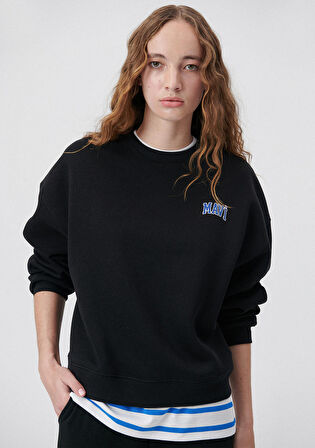 Mavi Logo Baskılı Siyah Sweatshirt 1611600-900