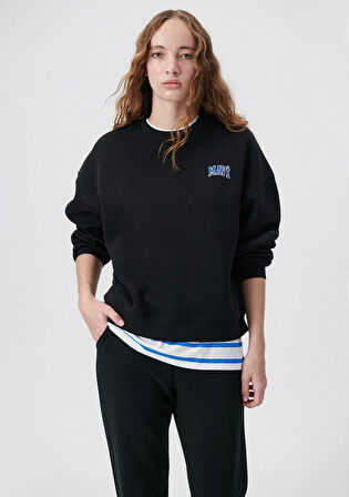 Mavi Logo Baskılı Siyah Sweatshirt 1611600-900