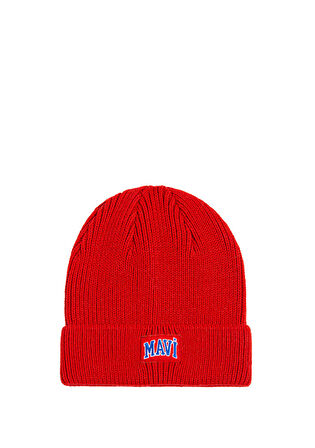 Mavi Logo Baskılı Kırmızı Bere 1912023-85279