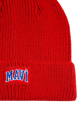 Mavi Logo Baskılı Kırmızı Bere 1912023-85279