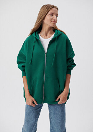 Mavi Fermuarlı Kapüşonlu Yeşil Sweatshirt 1610221-71874
