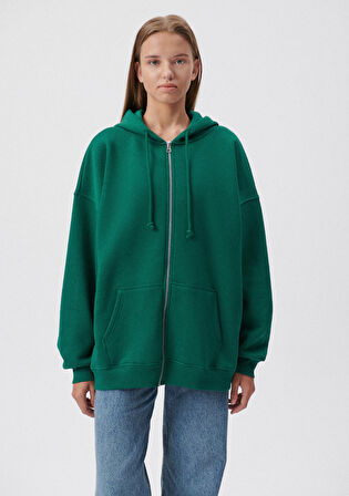 Mavi Fermuarlı Kapüşonlu Yeşil Sweatshirt 1610221-71874