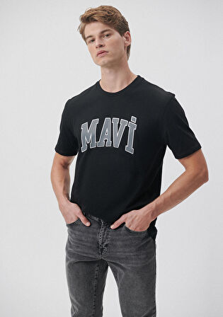 Mavi Logo Baskılı Siyah Tişört 0611711-900