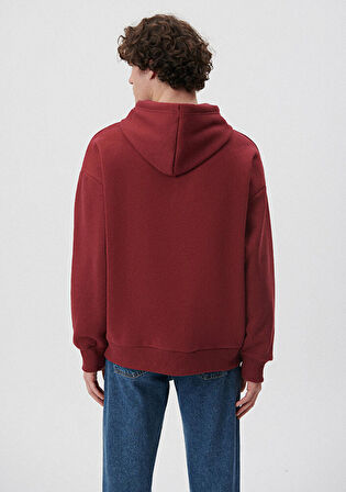 Mavi Logo Baskılı Bordo Kapüşonlu Sweatshirt 067149-85493