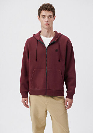 Mavi Kapüşonlu Fermuarlı Bordo Basic Sweatshirt 066979-70426