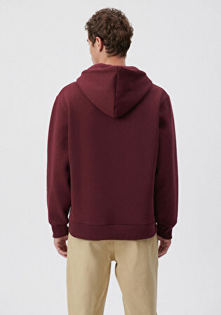 Mavi Kapüşonlu Fermuarlı Bordo Basic Sweatshirt 066979-70426