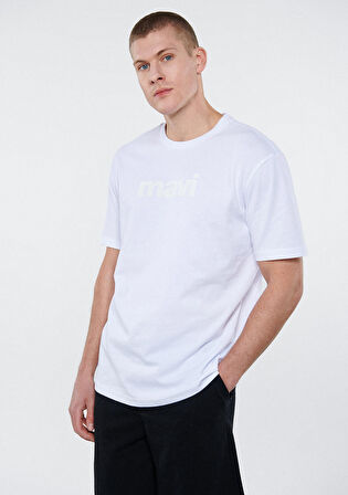 Mavi Logo Baskılı Beyaz Tişört 0611807-620