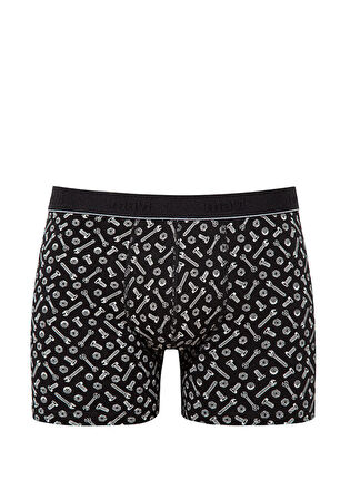 Mavi Baskılı Siyah Boxer 0910444-85857