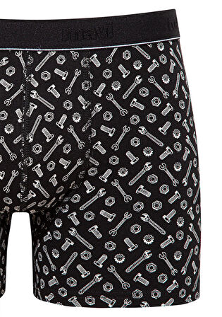 Mavi Baskılı Siyah Boxer 0910444-85857