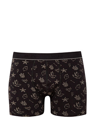 Mavi Baskılı Siyah Boxer 092449-85585